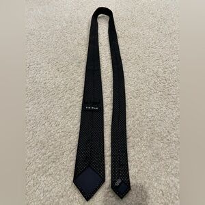 The Tie Bar Midnight Black Tie with Gold Dots